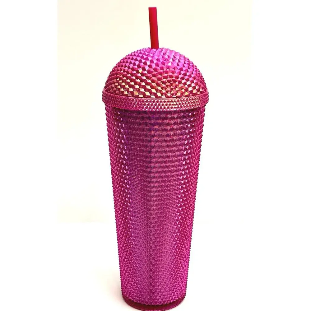 Starbucks 2025 Iridescent Pink Domed Studded 24oz Venti Cold Cup Tumbler NEW